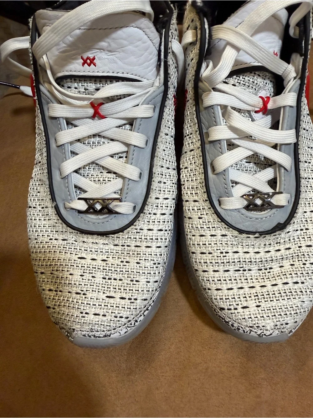 Nike LeBron 20XX White Knit Men's Sneakers with Red Accent